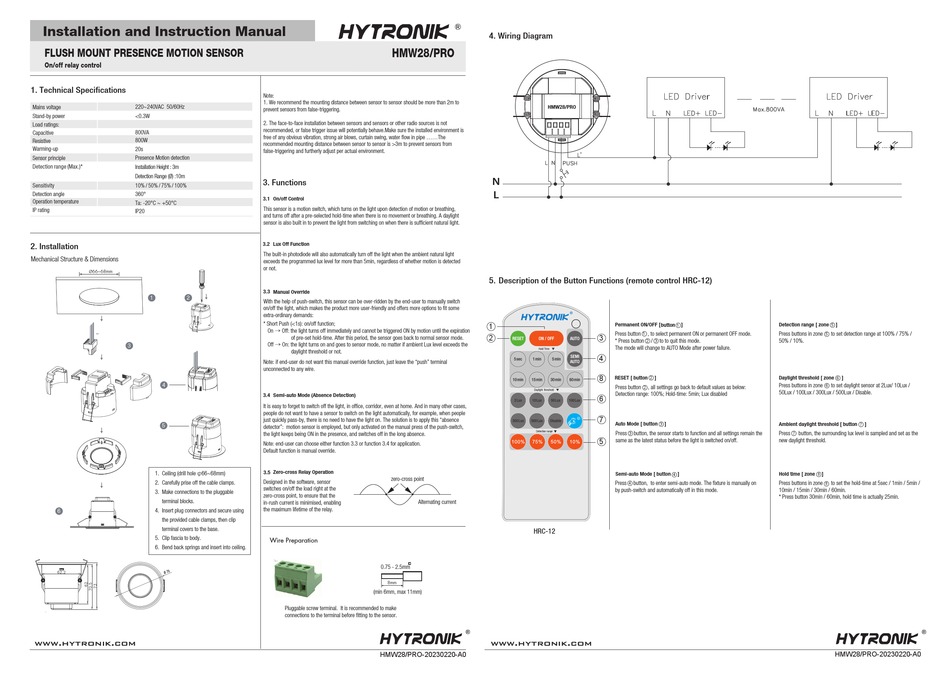 HYTRONIK HMW28/PRO INSTALLATION AND INSTRUCTION MANUAL Pdf Download ...