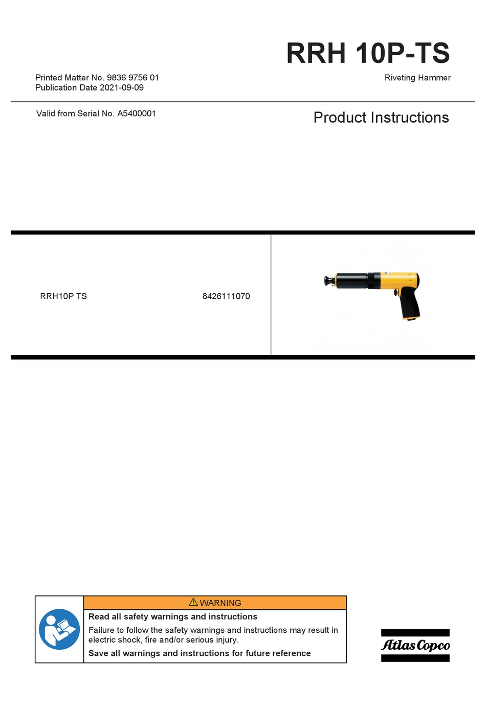 ATLAS COPCO RRH 10P-TS PRODUCT INSTRUCTIONS Pdf Download | ManualsLib