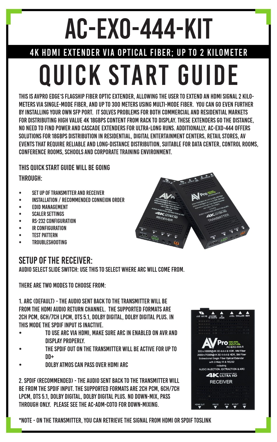 AVPRO EDGE ACEXO444KIT QUICK START MANUAL Pdf Download ManualsLib