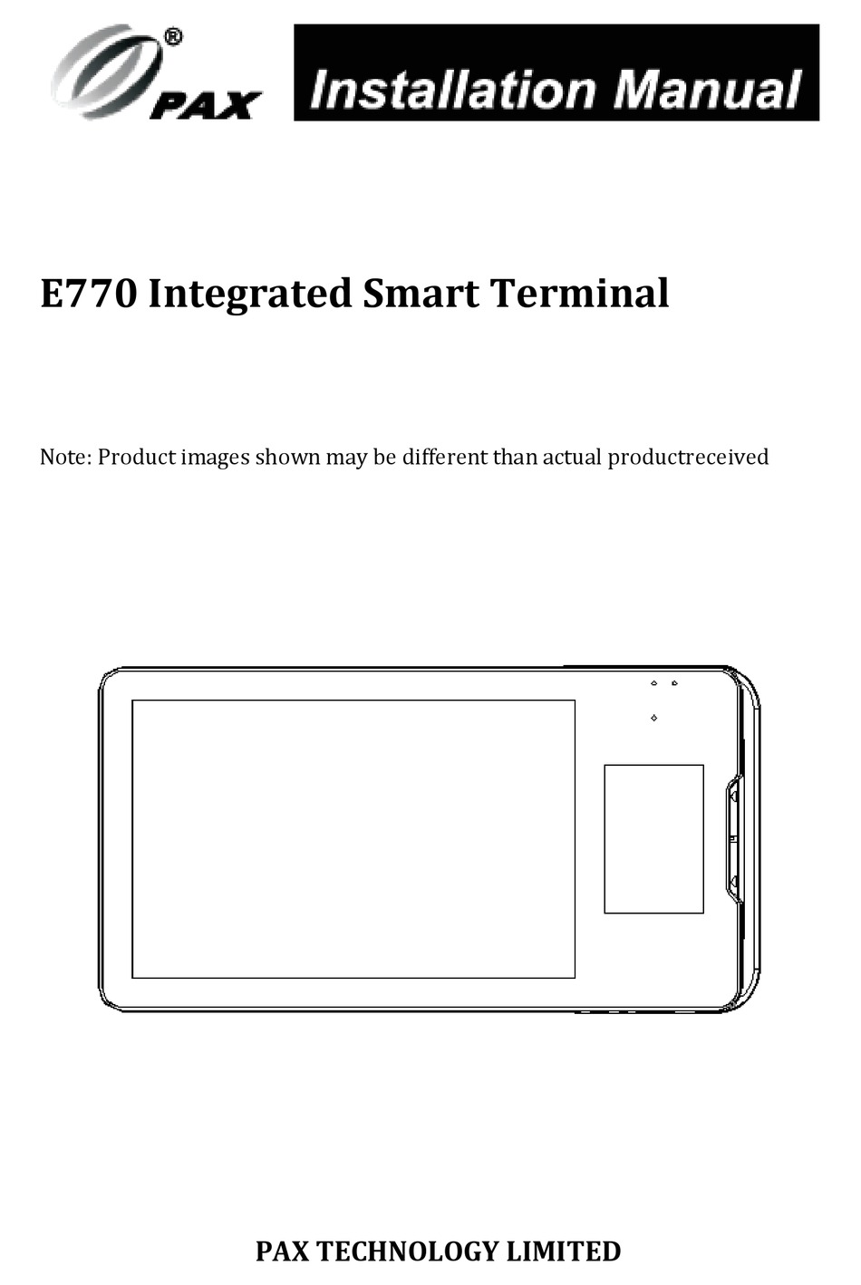 PAX E770 INSTALLATION MANUAL Pdf Download ManualsLib