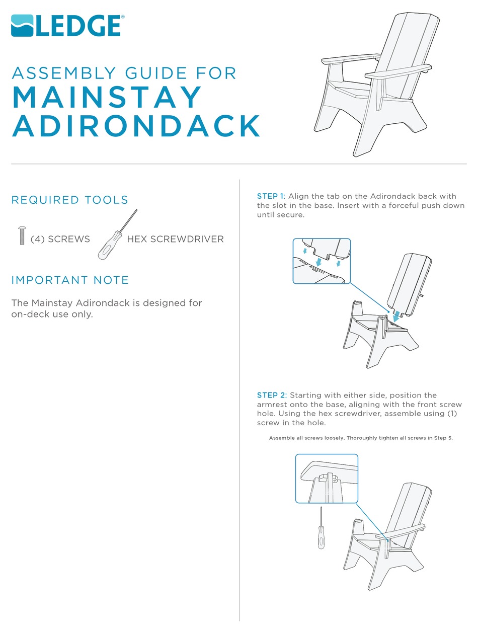 Ledge mainstay adirondack assembly manual pdf download manualslib