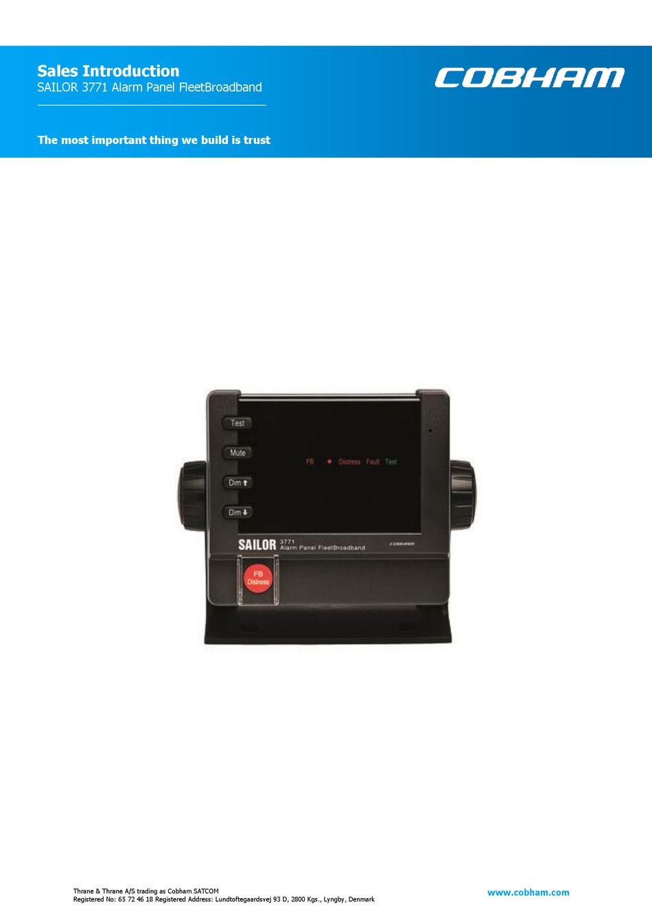 COBHAM FLEETBROADBAND SAILOR 3771 QUICK START MANUAL Pdf Download