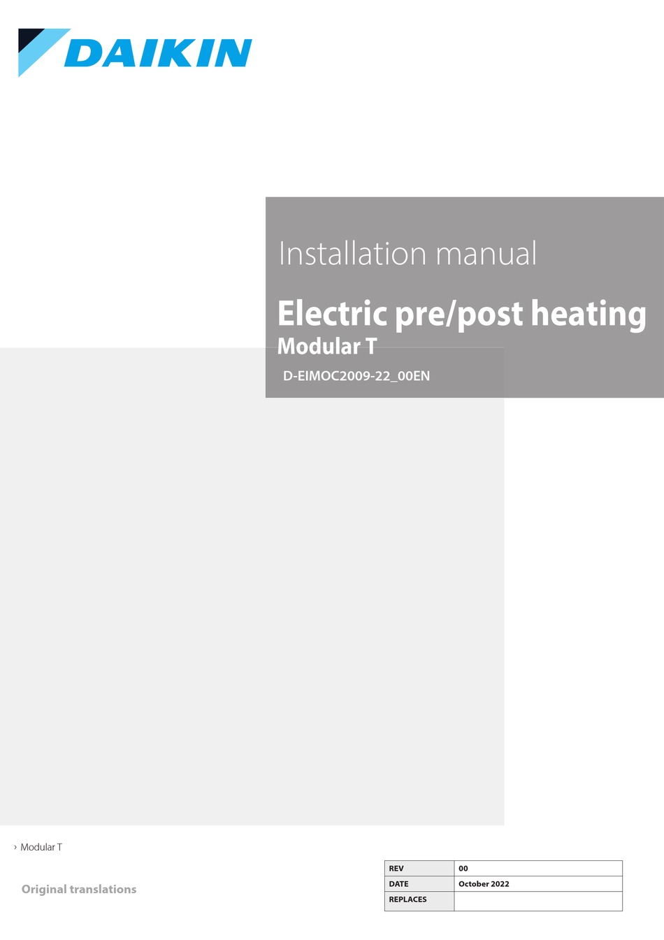 DAIKIN MODULAR T INSTALLATION MANUAL Pdf Download ManualsLib