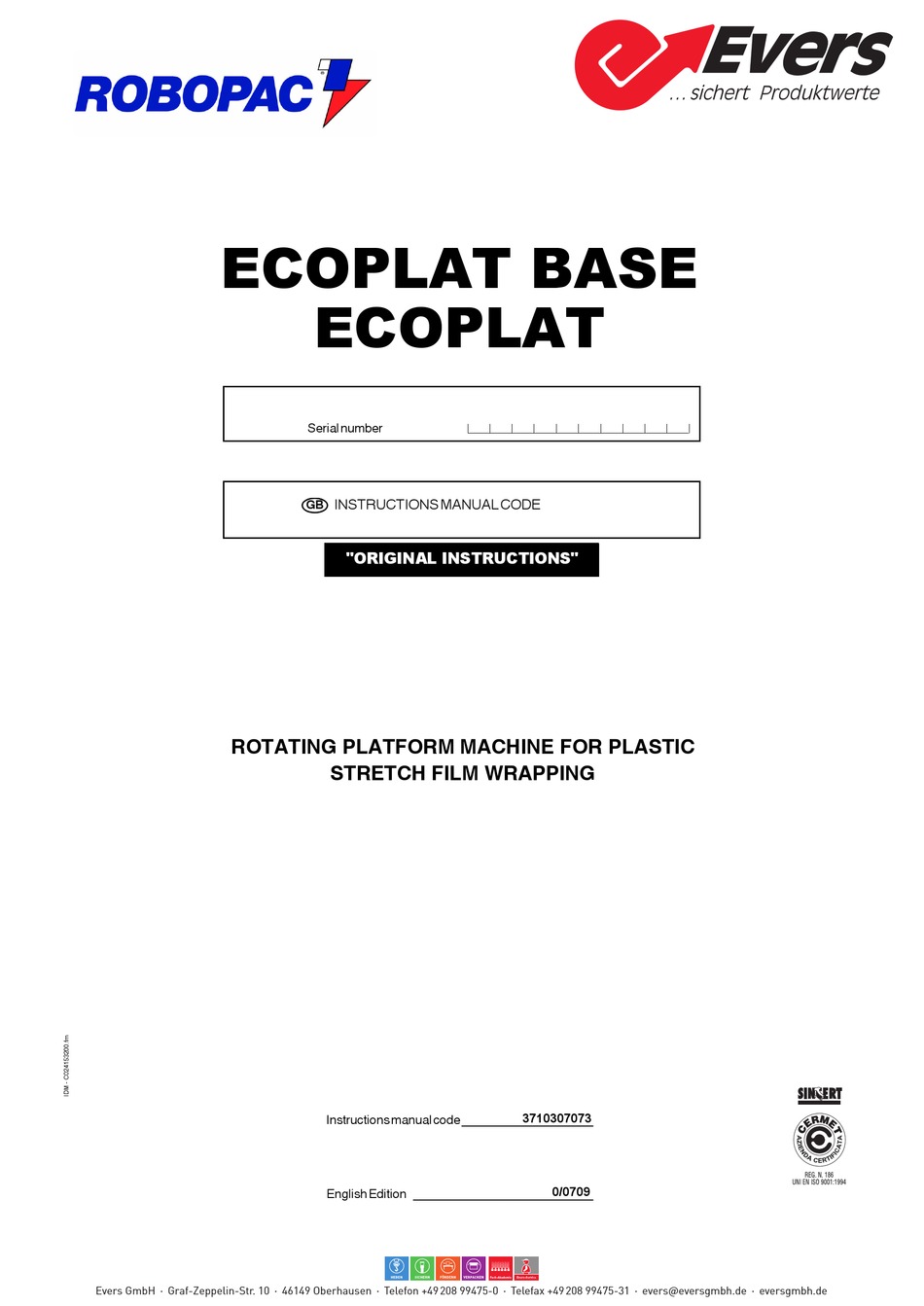 ROBOPAC ECOPLAT BASE INSTRUCTIONS MANUAL Pdf Download ManualsLib