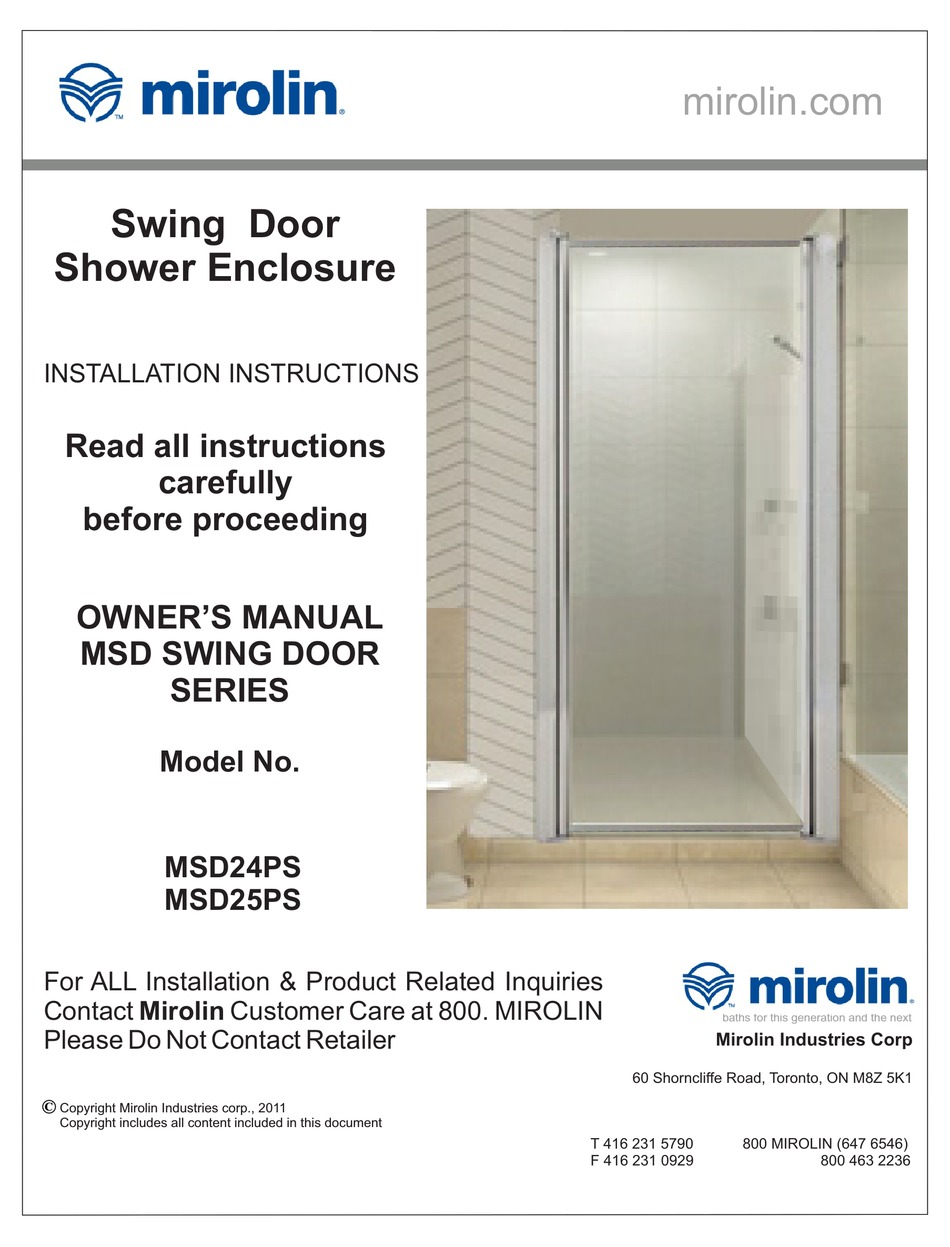 MIROLIN MSD24PS INSTALLATION INSTRUCTIONS MANUAL Pdf Download ManualsLib