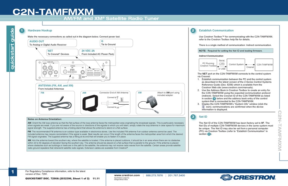 CRESTRON C2N-TAMFMXM QUICK START MANUAL Pdf Download | ManualsLib