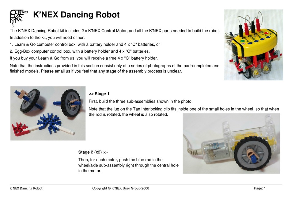 K'NEX DANCING ROBOT QUICK START MANUAL Pdf Download ManualsLib