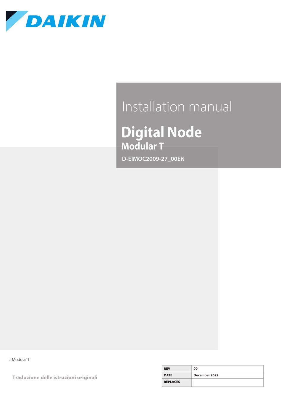 DAIKIN MODULAR T INSTALLATION MANUAL Pdf Download ManualsLib