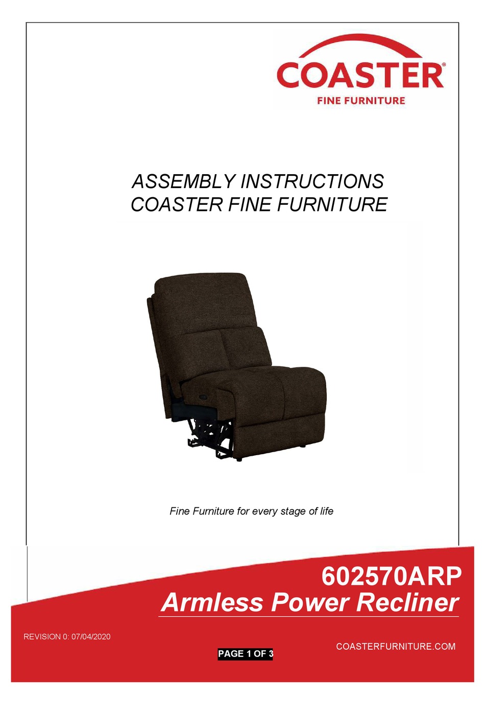 COASTER 602570ARP ASSEMBLY INSTRUCTIONS Pdf Download ManualsLib