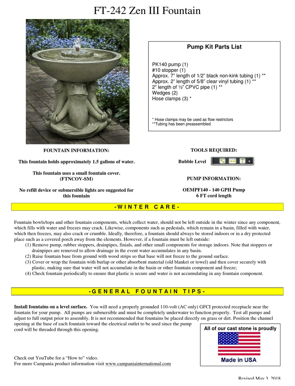 CAMPANIA INTERNATIONAL ZEN III FT242 INSTALLATION INSTRUCTIONS Pdf
