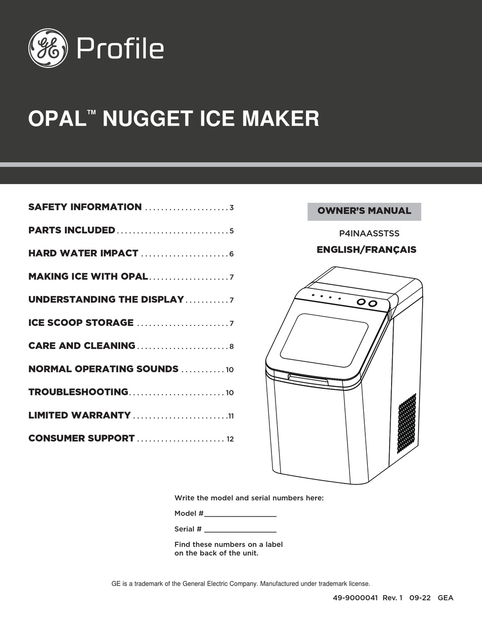 GE PROFILE OPAL NUGGET OWNER'S MANUAL Pdf Download ManualsLib