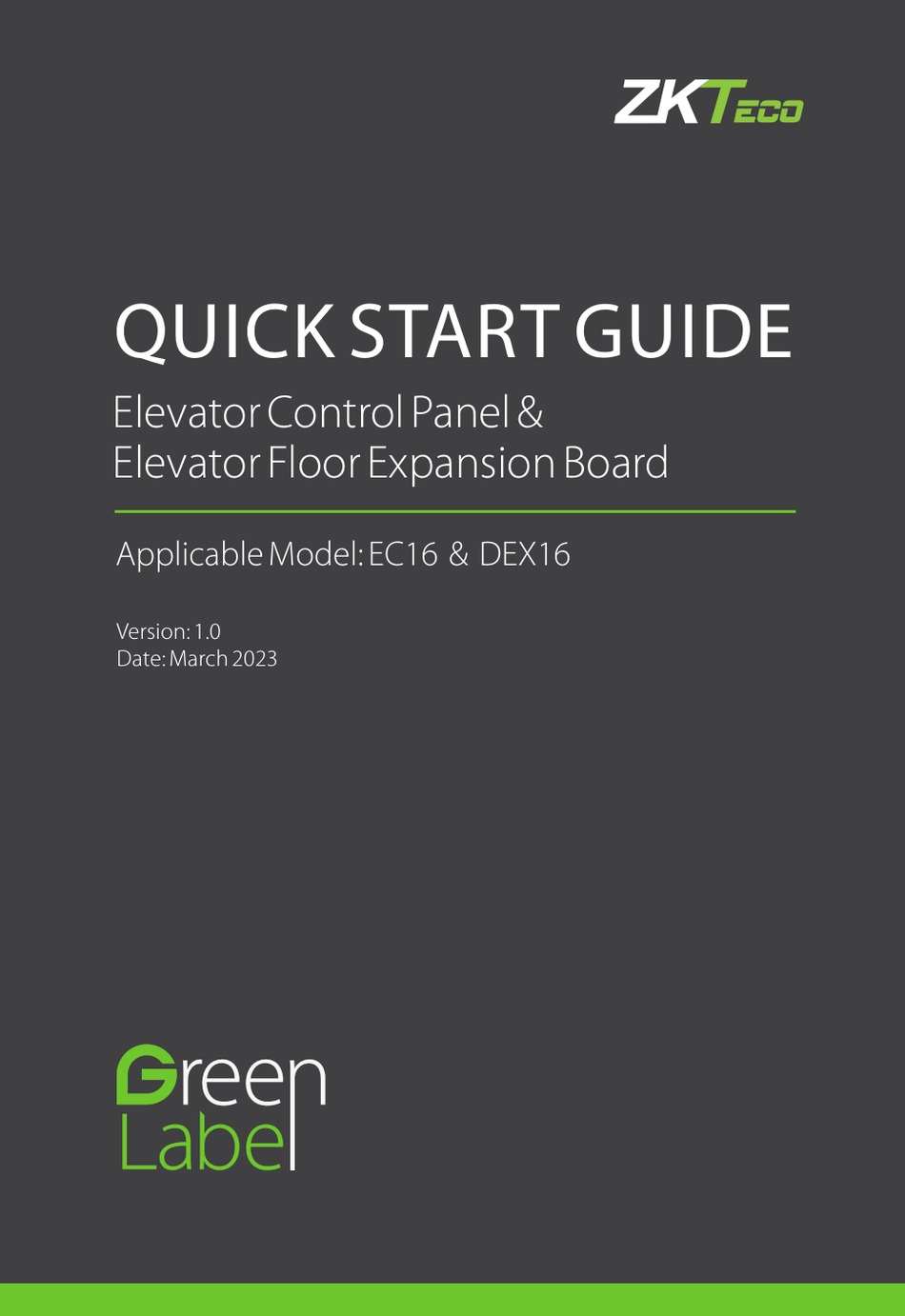 ZKTECO EC16 QUICK START MANUAL Pdf Download ManualsLib