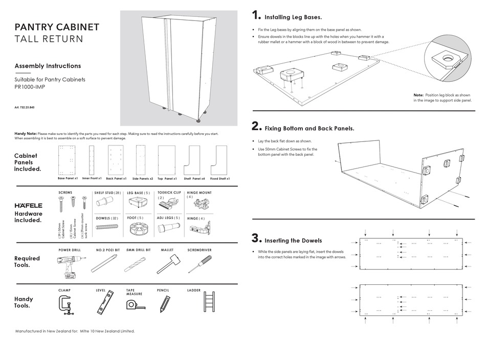 MITRE 10 PANTRY TALL RETURN PR1000IMP ASSEMBLY INSTRUCTIONS