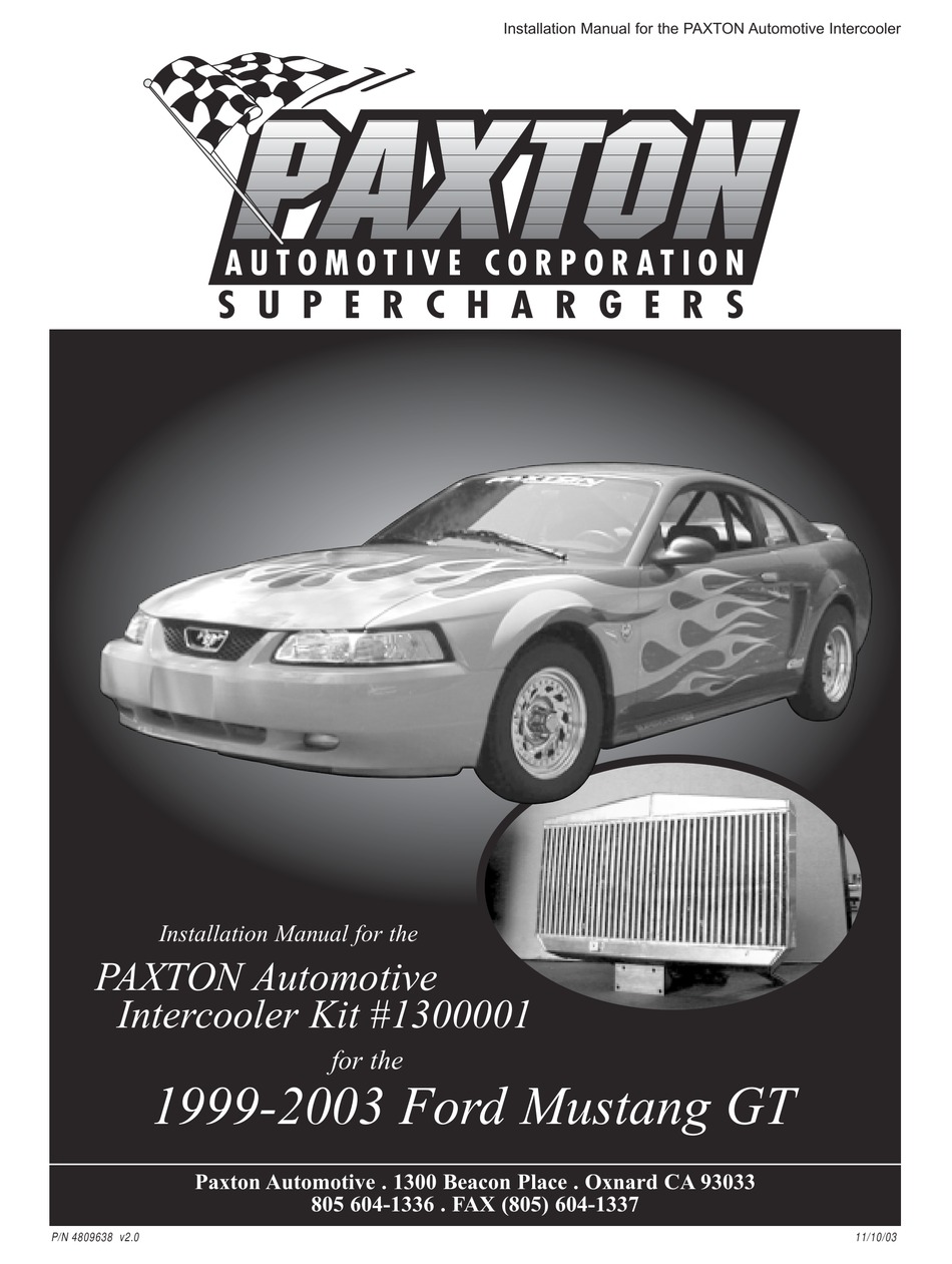 PAXTON AUTOMOTIVE 1300001 INSTALLATION MANUAL Pdf Download ManualsLib