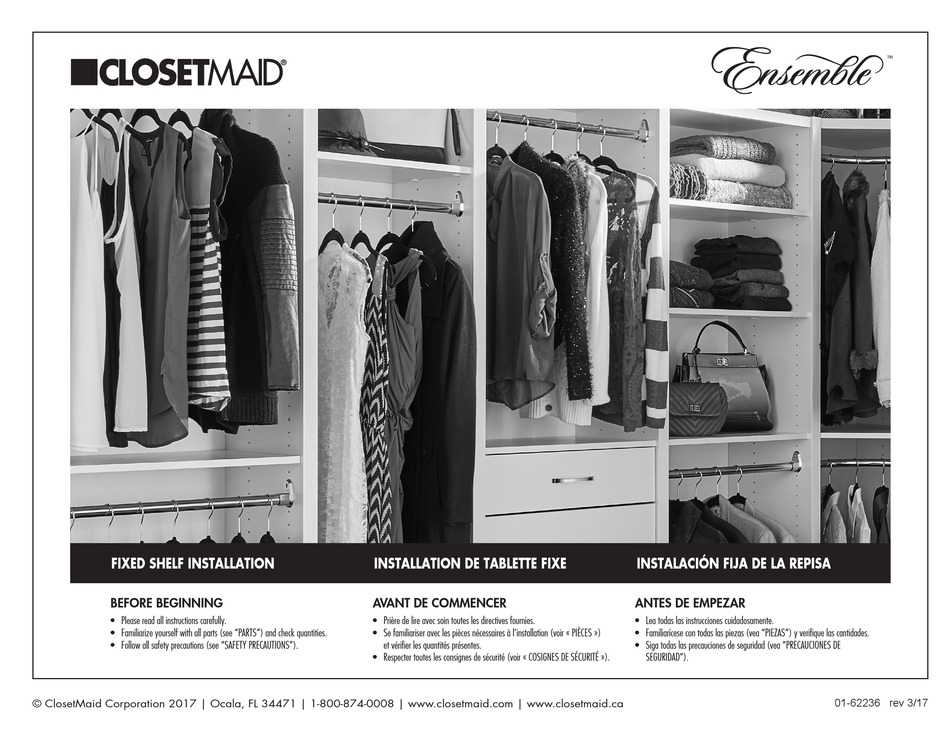 CLOSETMAID ENSEMBLE INSTALLATION Pdf Download ManualsLib
