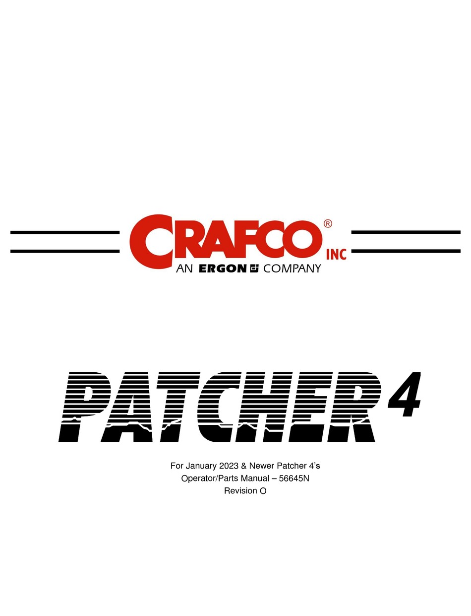 ERGON CRAFCO PATCHER 4 OPERATOR'S & PARTS MANUAL Pdf Download ManualsLib