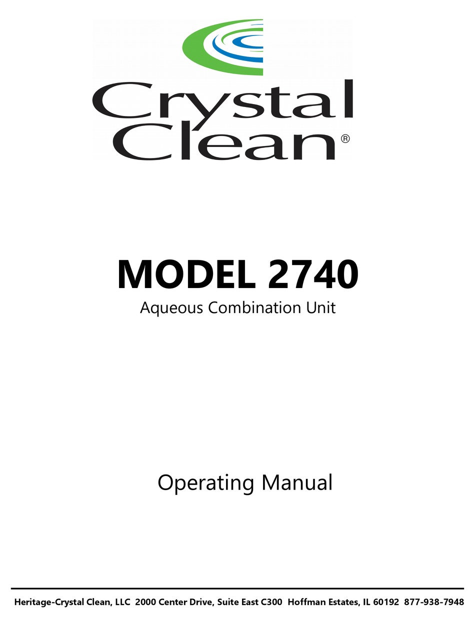 CRYSTAL CLEAN 2740 OPERATING MANUAL Pdf Download ManualsLib