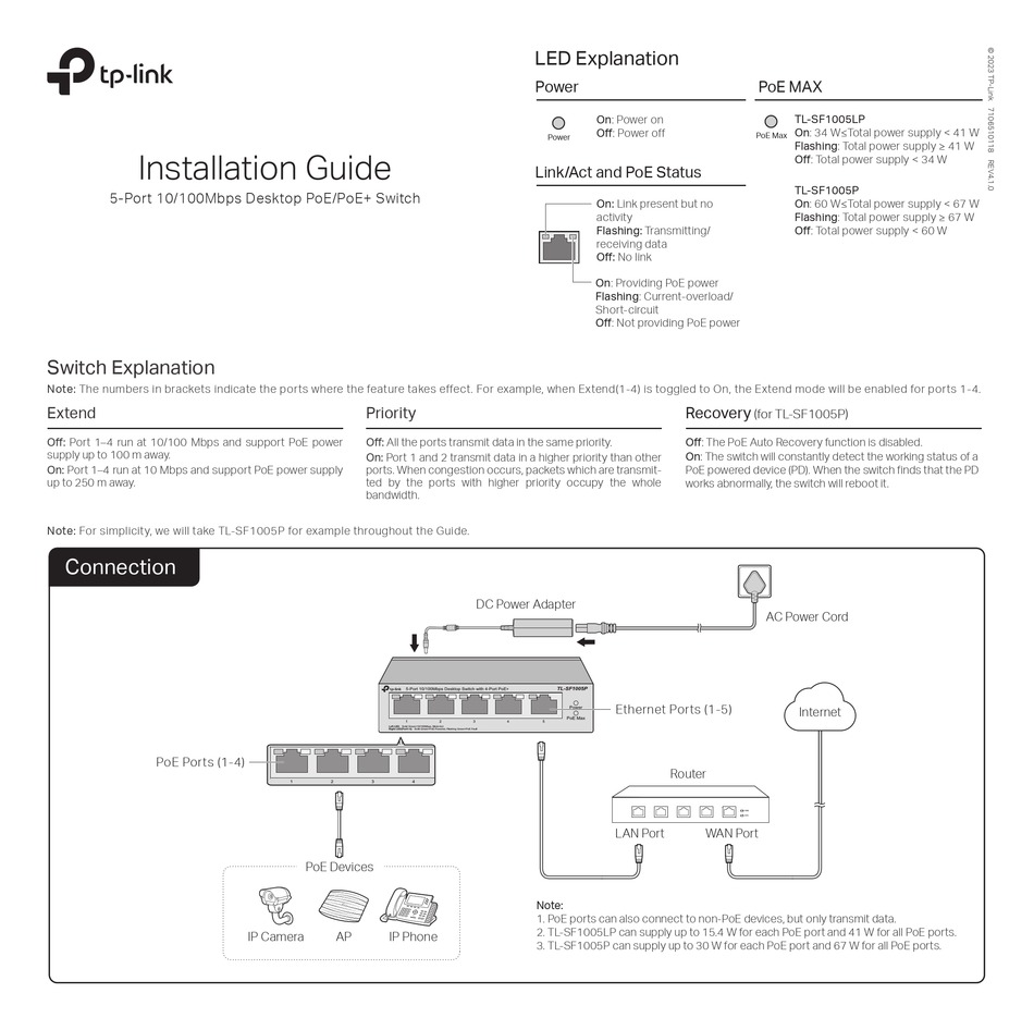 TP-LINK TL-SF1005LP INSTALLATION MANUAL Pdf Download | ManualsLib