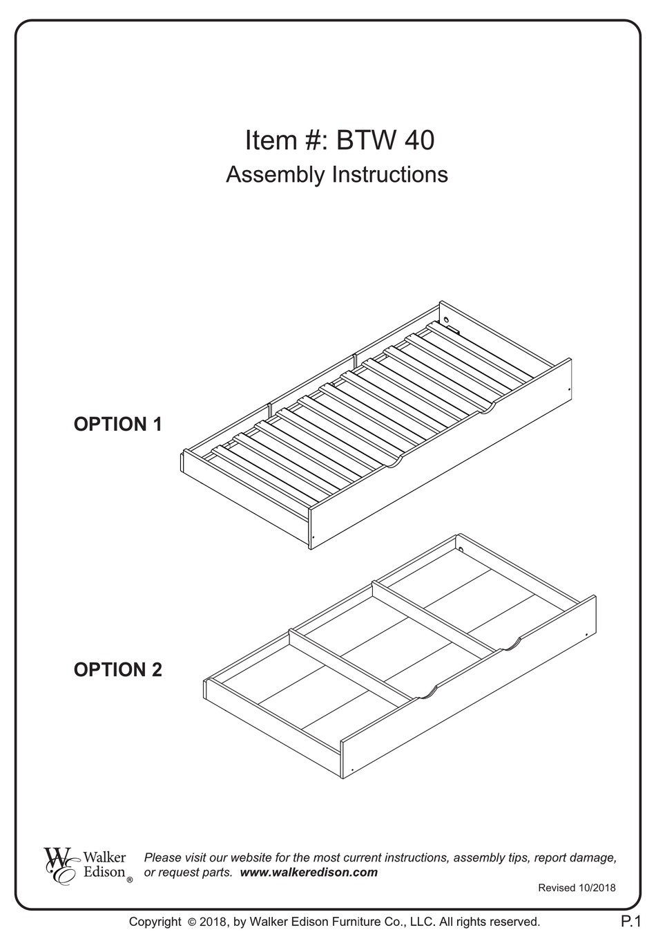 WALKER EDISON BTW 40 ASSEMBLY INSTRUCTIONS MANUAL Pdf Download ManualsLib