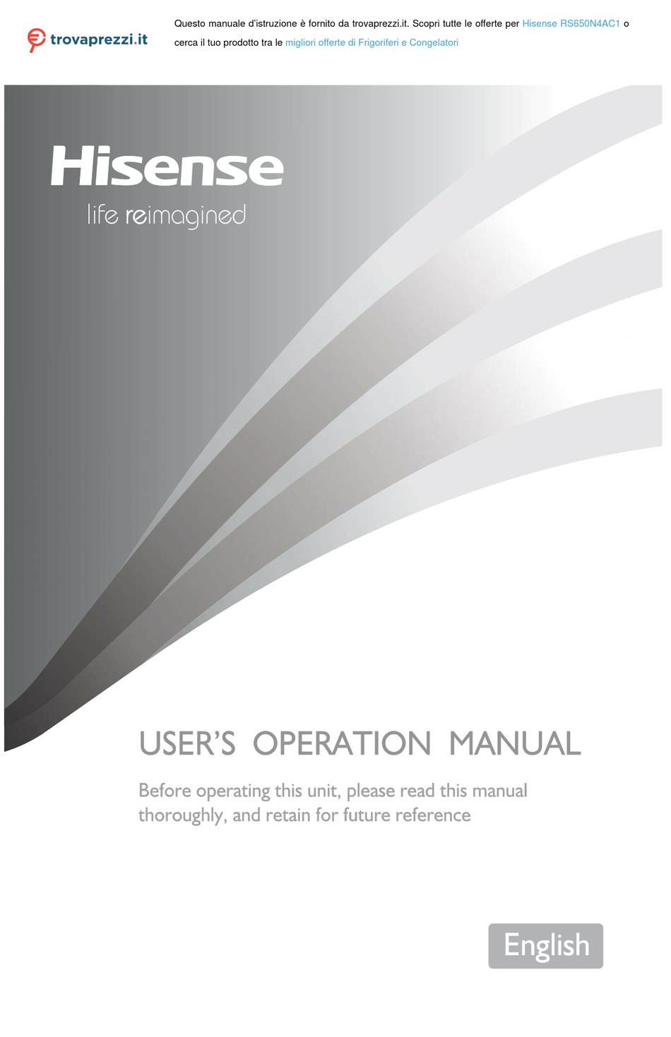 HISENSE RS650N4AC1 USER'S OPERATION MANUAL Pdf Download | ManualsLib