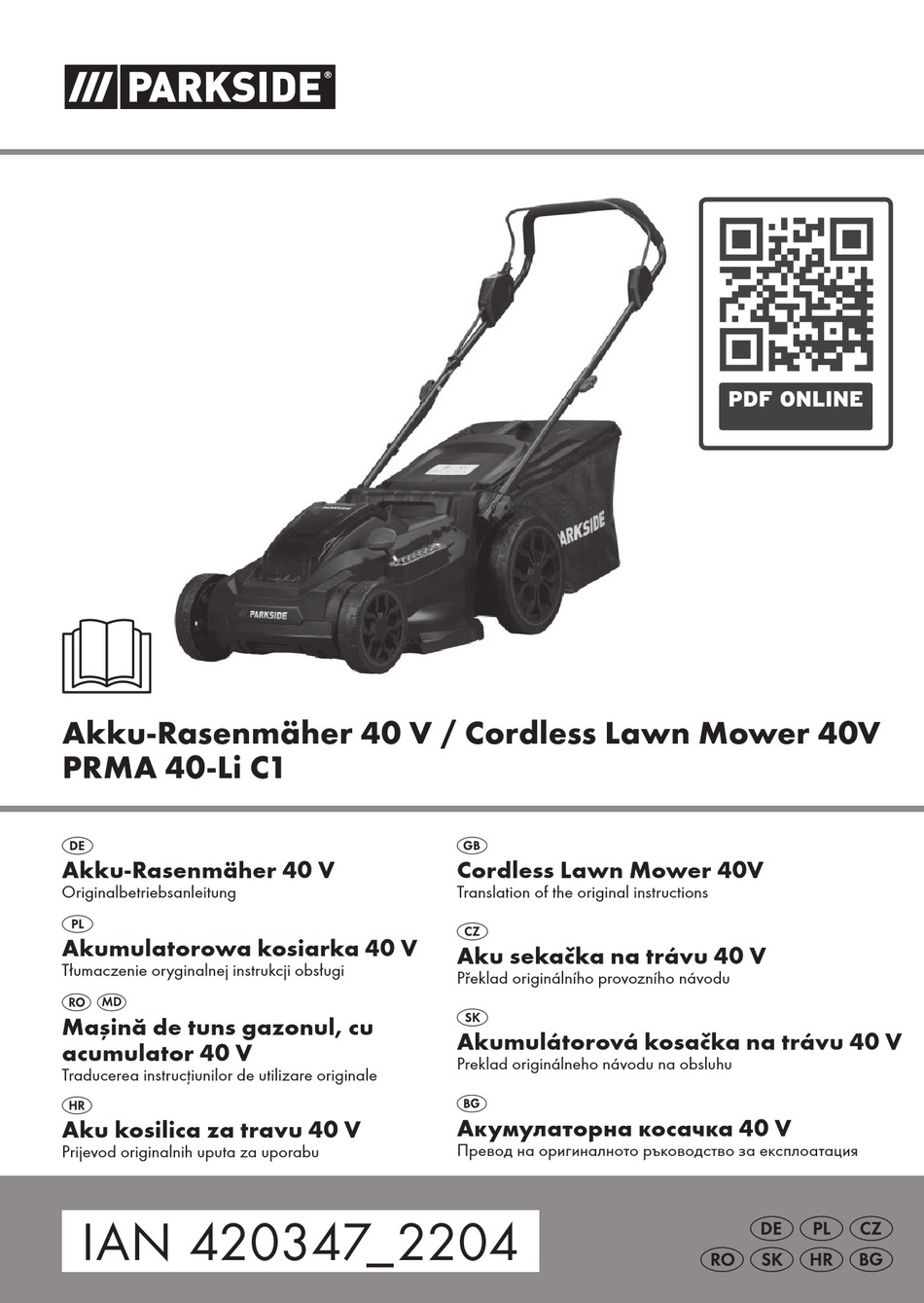 PARKSIDE PRMA 40-LI C1 TRANSLATION OF THE ORIGINAL INSTRUCTIONS Pdf ...