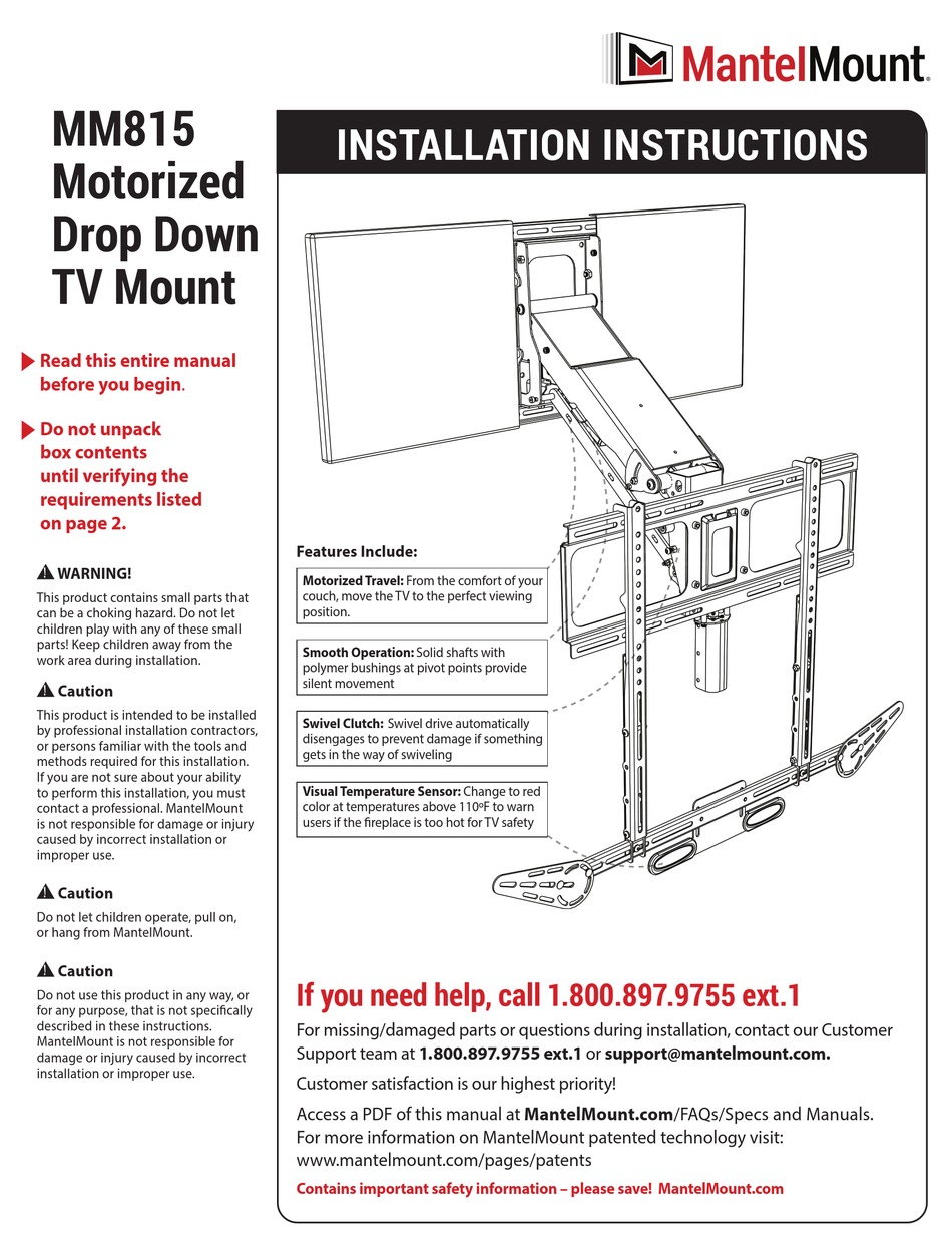 MANTELMOUNT MM815 INSTALLATION INSTRUCTIONS MANUAL Pdf Download
