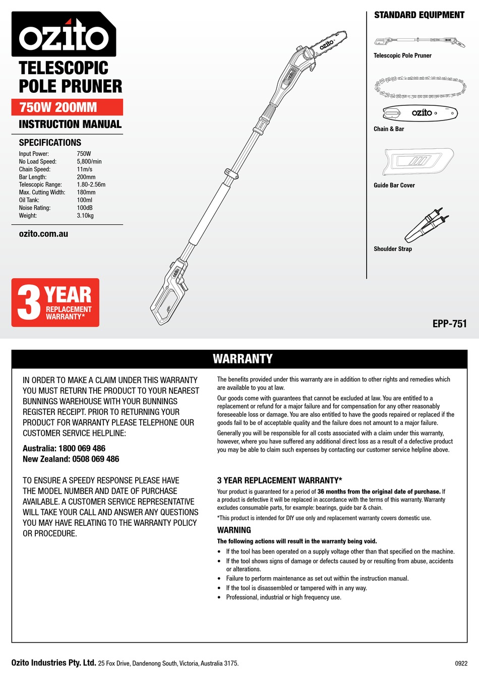OZITO EPP751 INSTRUCTION MANUAL Pdf Download ManualsLib