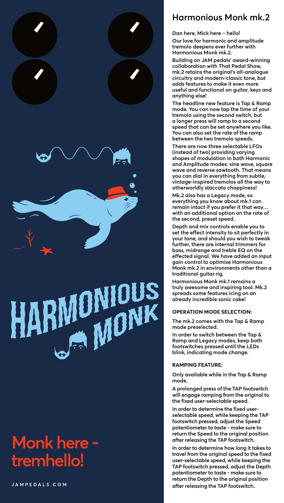 JAM PEDALS HARMONIOUS MONK MK.2 QUICK START MANUAL Pdf Download