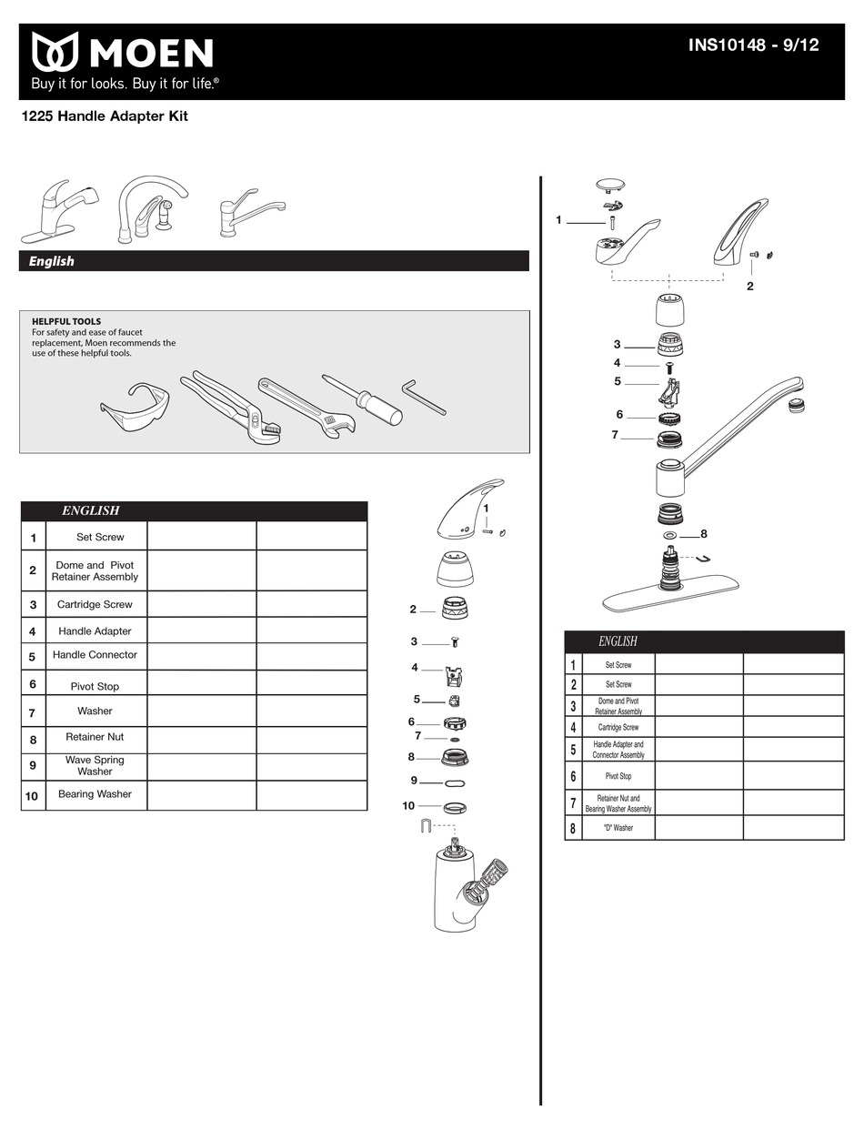 MOEN 1225 QUICK START MANUAL Pdf Download ManualsLib
