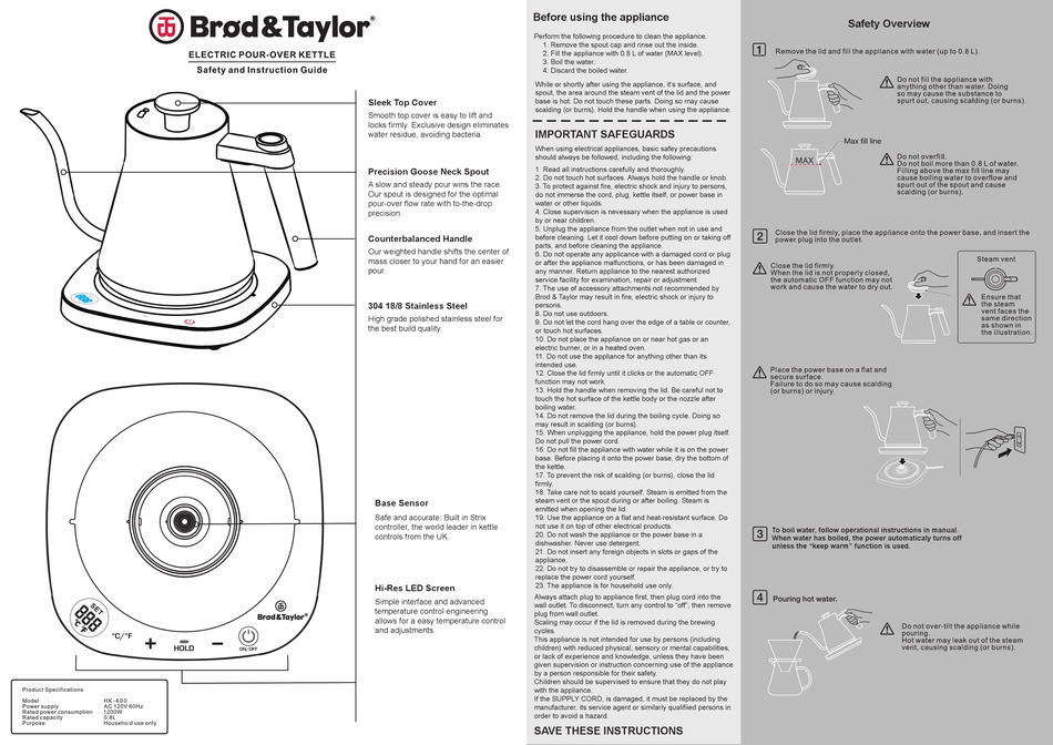 Brod & Taylor Electic Pour Over Kettle with Digital Temperature