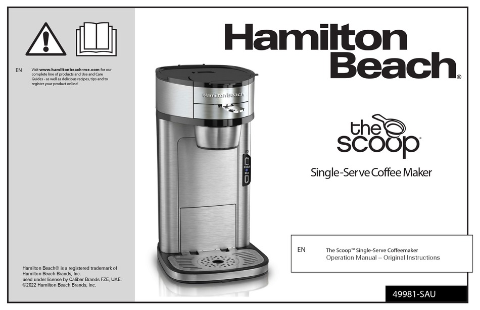HAMILTON BEACH THE SCOOP SINGLESERVE COFFEEMAKER MANUAL Pdf Download