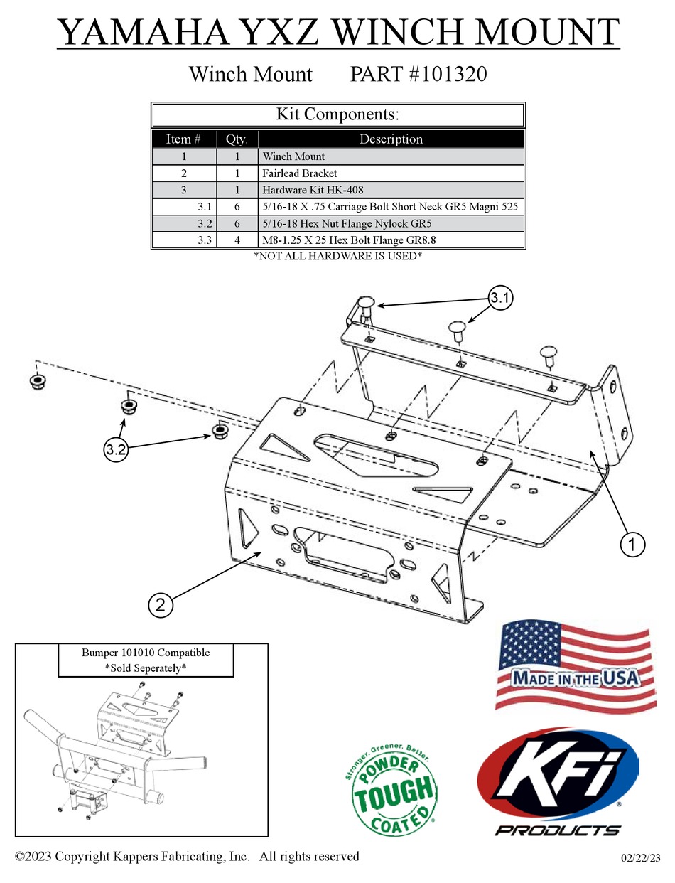 KFI 101320 INSTALLATION INSTRUCTIONS Pdf Download ManualsLib