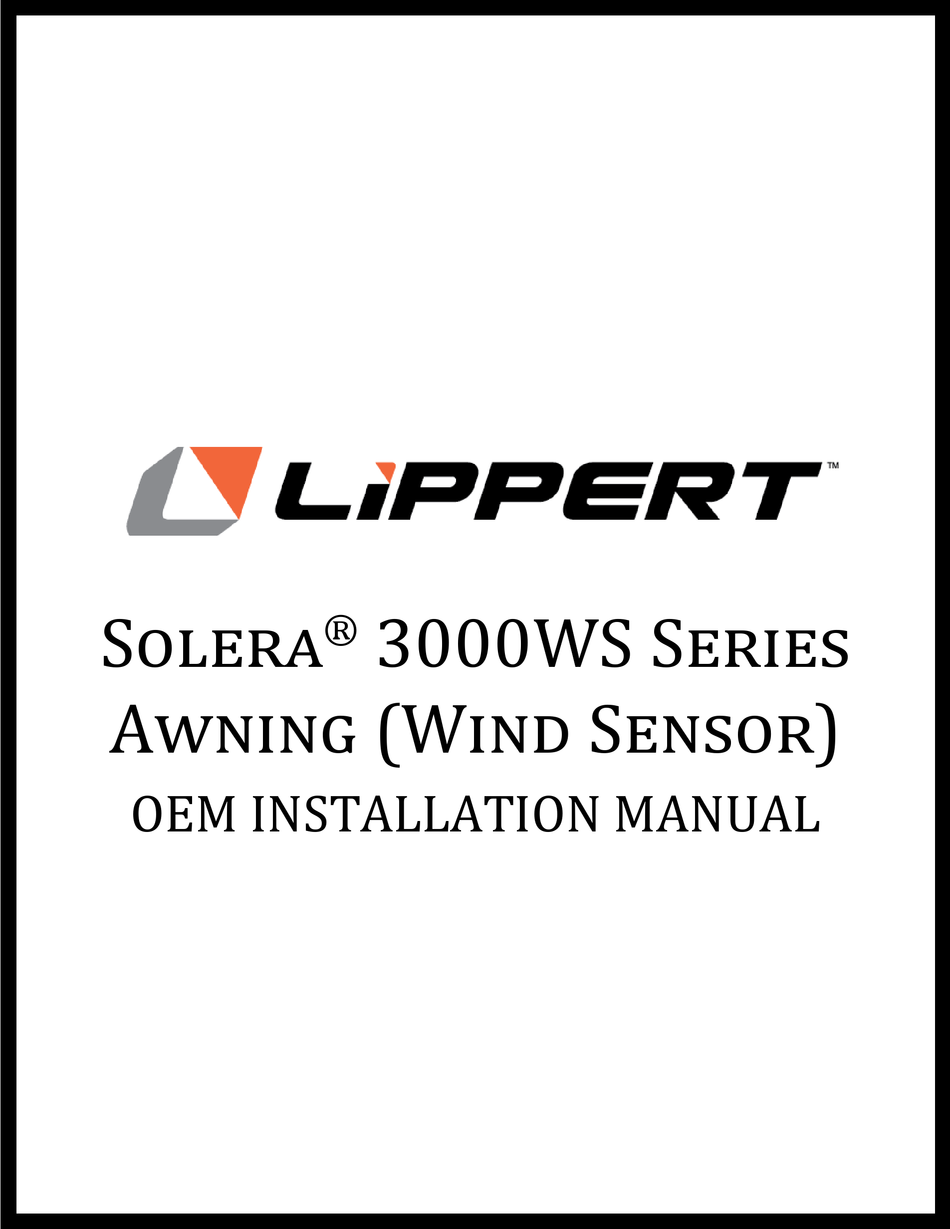 LIPPERT COMPONENTS SOLERA 3000WS SERIES INSTALLATION MANUAL Pdf