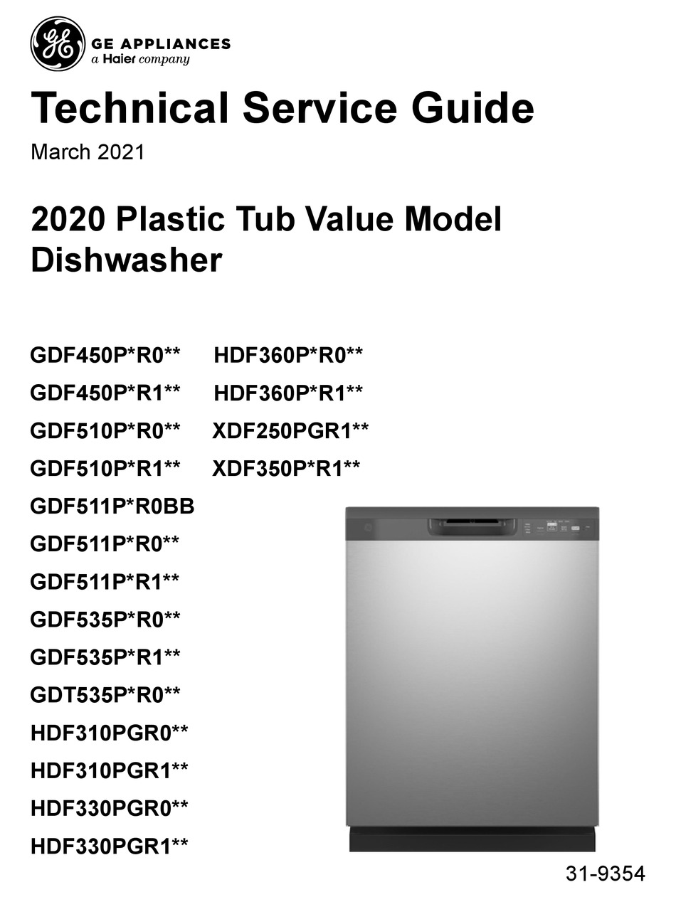 HAIER GE GDF450P R0 SERIES TECHNICAL SERVICE MANUAL Pdf Download