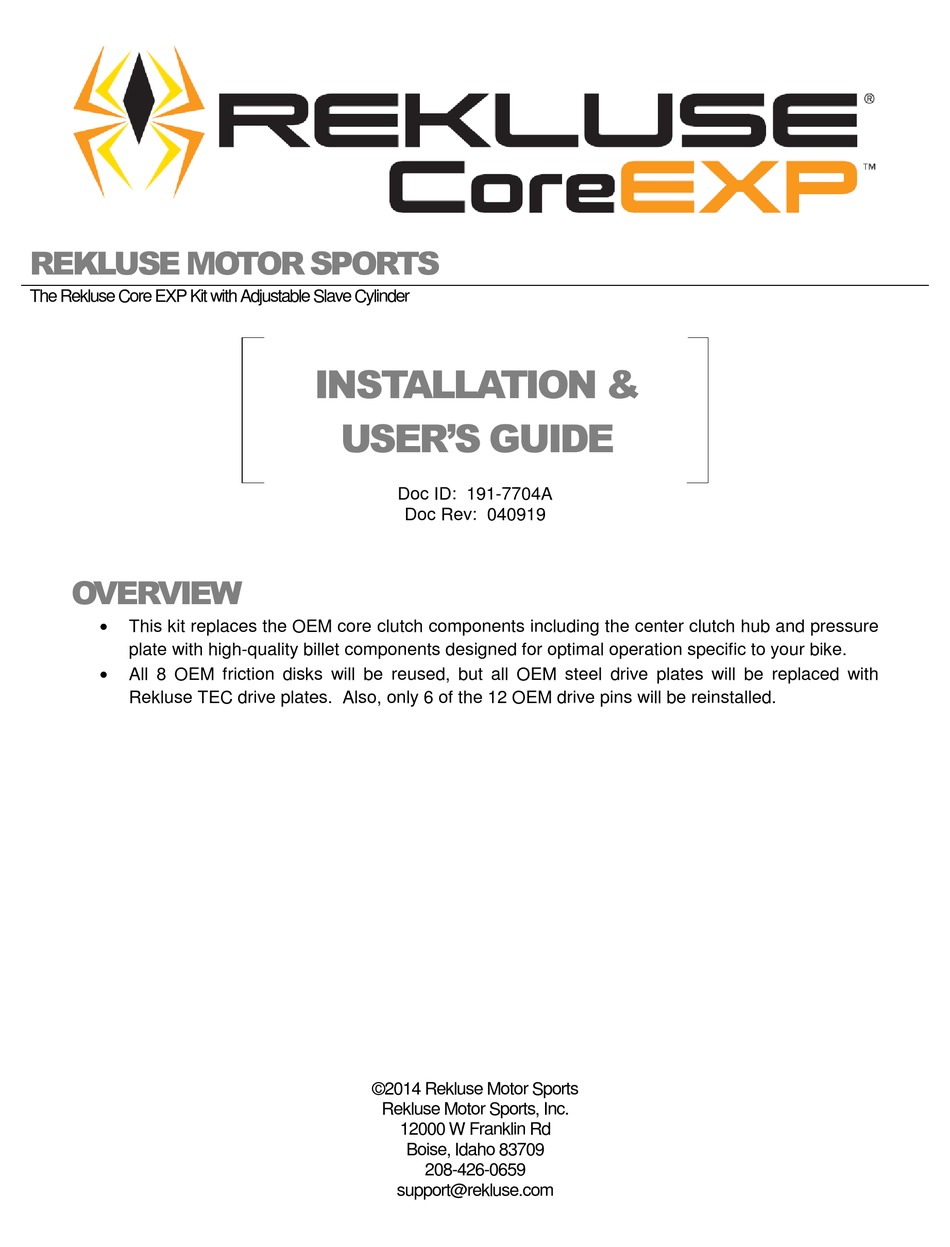 REKLUSE CORE EXP INSTALLATION & USER MANUAL Pdf Download ManualsLib