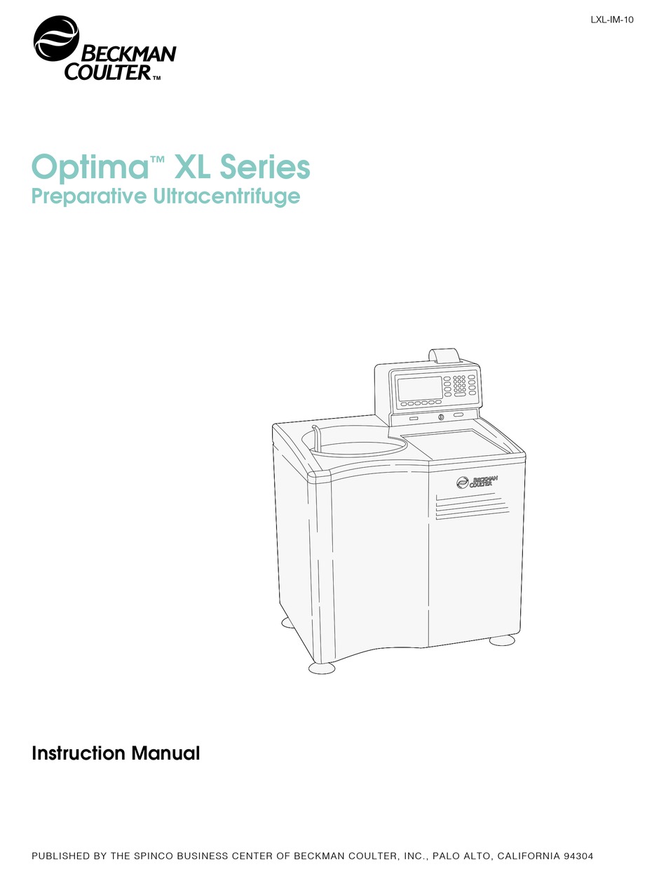 Beckman Coulter Optima Xl Series Instruction Manual Pdf Download Manualslib