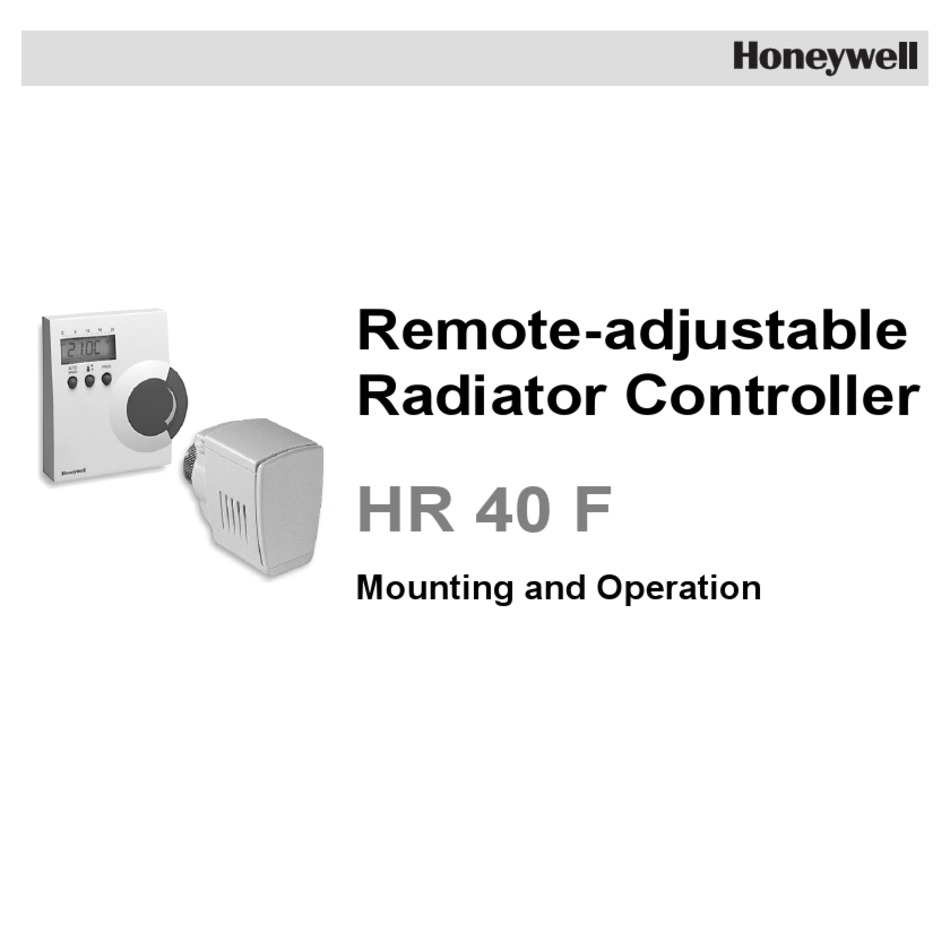 HONEYWELL HR 40 F MOUNTING AND OPERATION INSTRUCTIONS Pdf Download