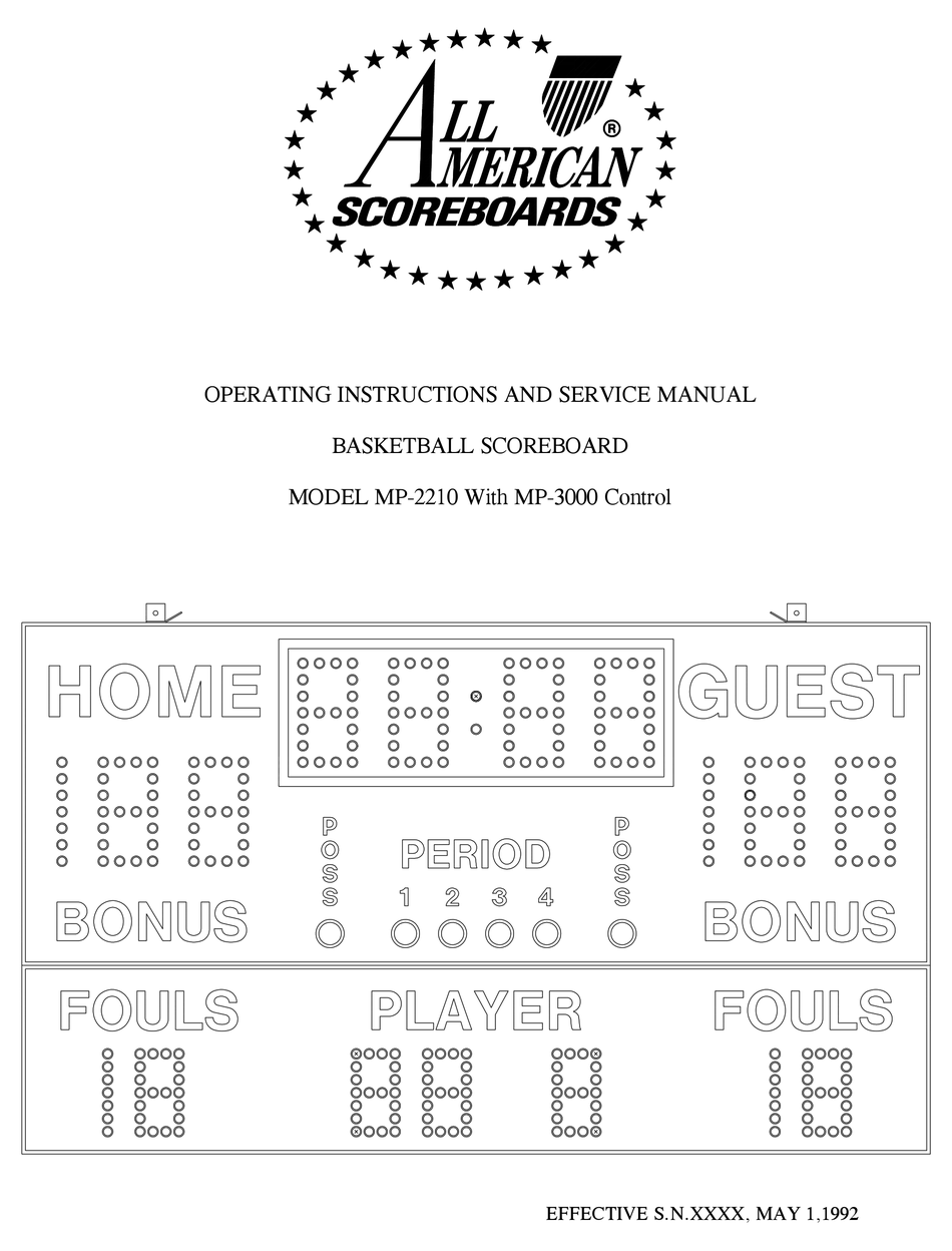 ALL AMERICAN SCOREBOARDS MP2210 OPERATING INSTRUCTIONS AND SERVICE