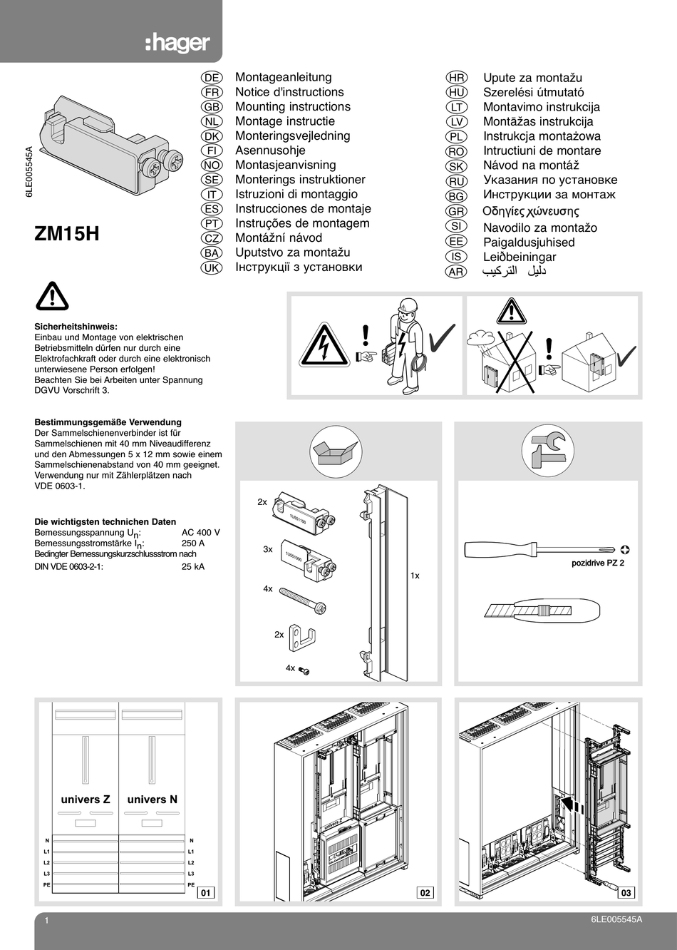 HAGER ZM15H MOUNTING INSTRUCTIONS Pdf Download | ManualsLib