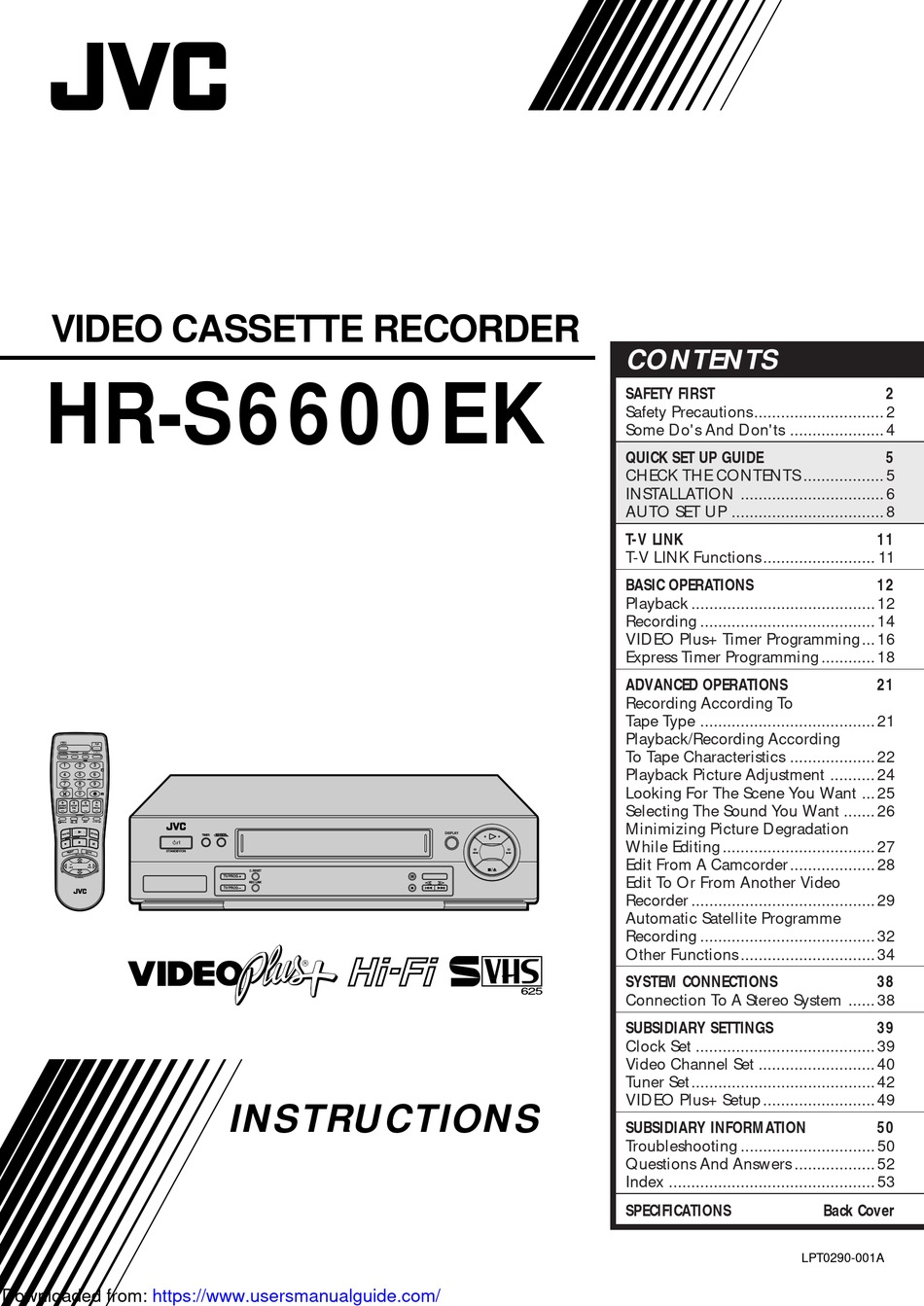 JVC HRS6600EK INSTRUCTIONS MANUAL Pdf Download ManualsLib