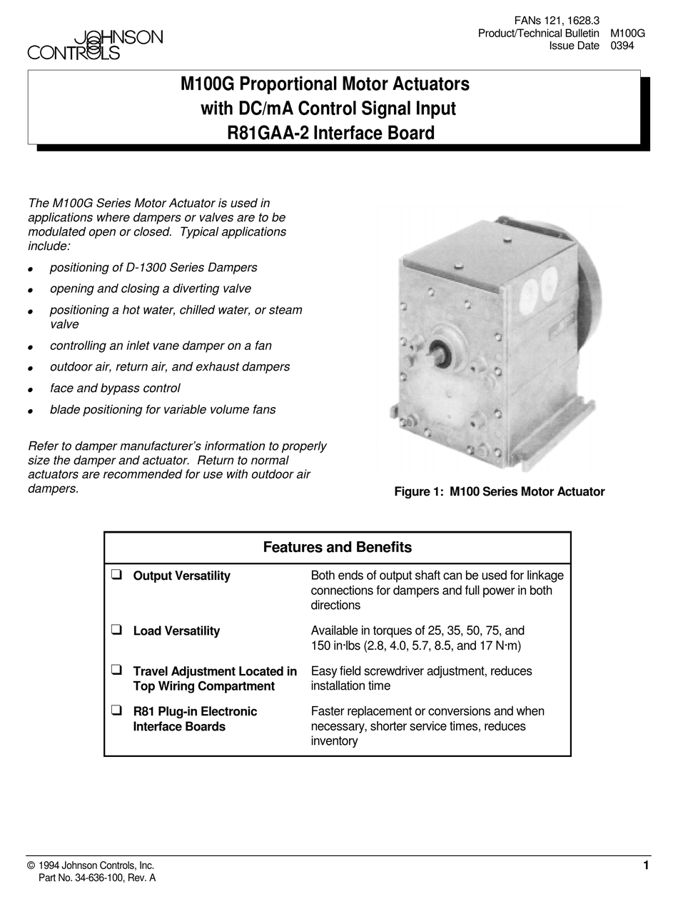 JOHNSON CONTROLS M100G MANUAL Pdf Download ManualsLib