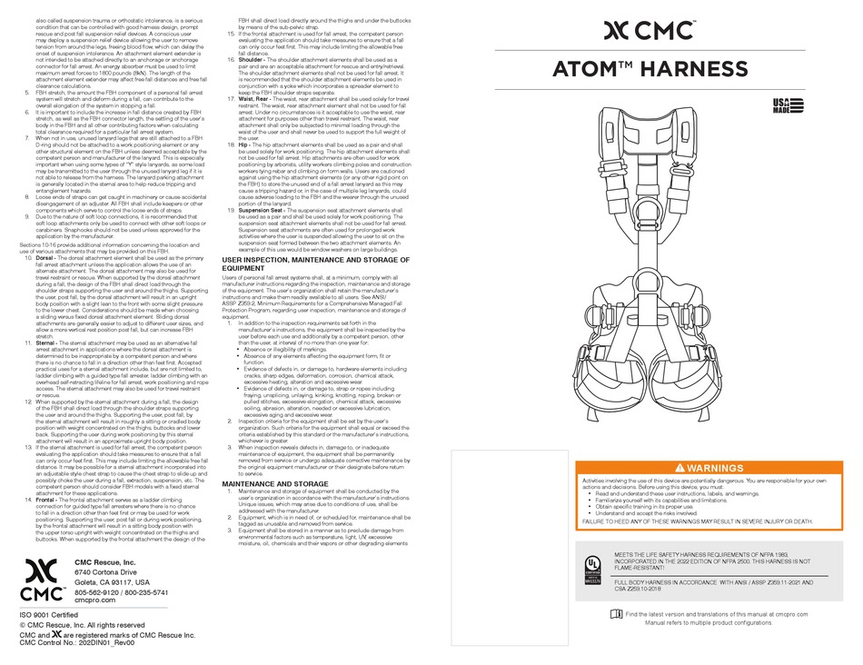 CMC ATOM HARNESS MANUAL Pdf Download ManualsLib