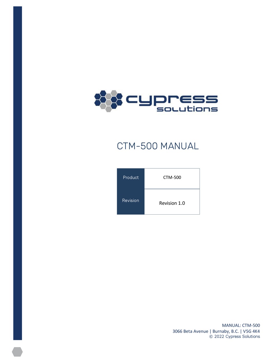 CYPRESS SOLUTIONS CTM-500 MANUAL Pdf Download | ManualsLib