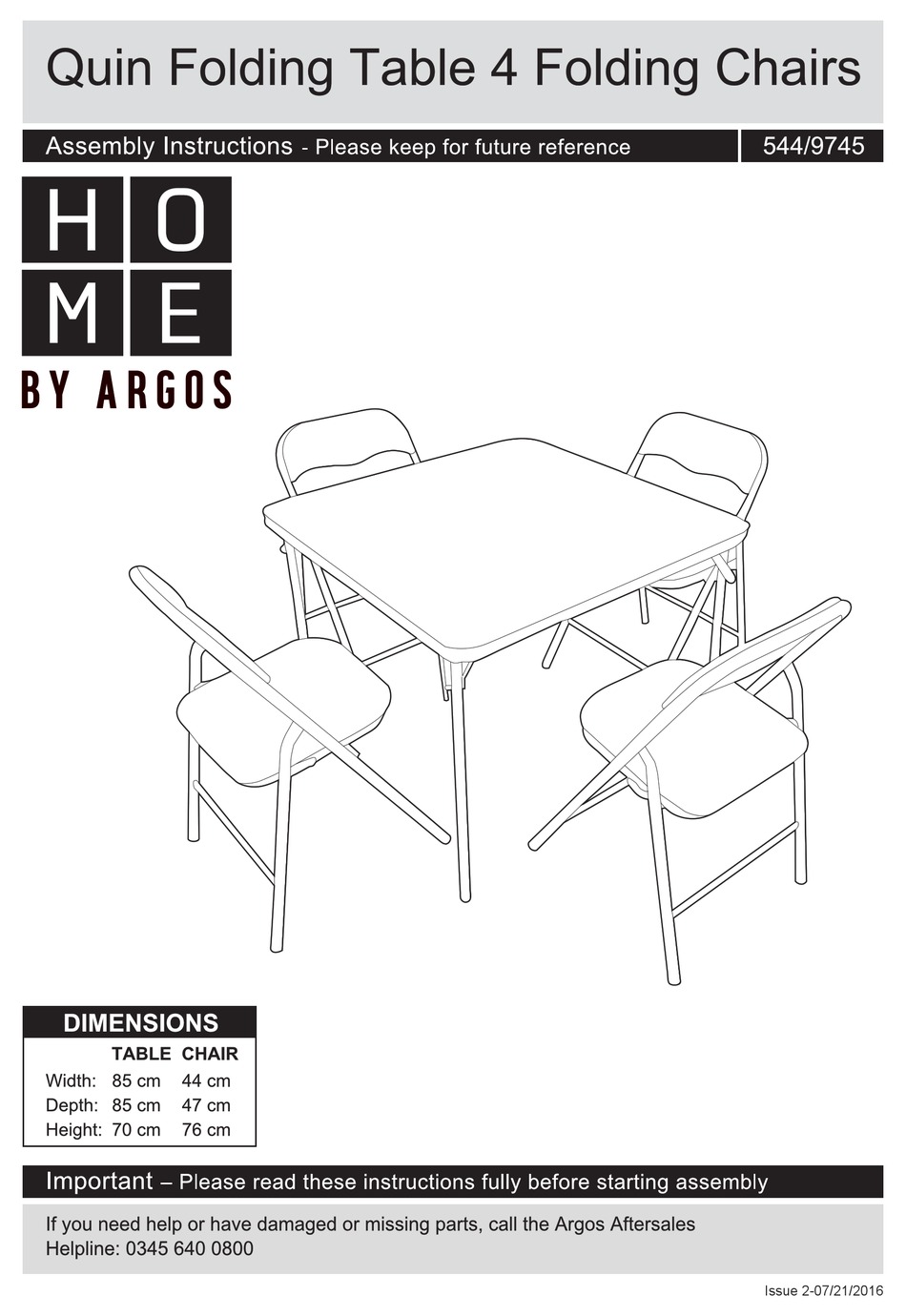 ARGOS HOME QUIN 544/9745 ASSEMBLY INSTRUCTIONS Pdf Download ManualsLib