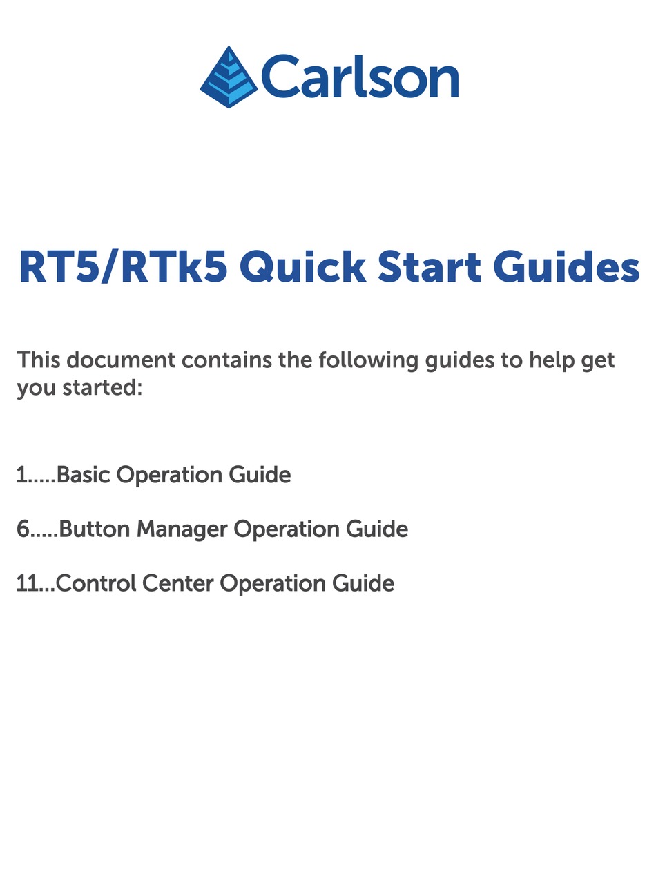 CARLSON RT5 QUICK START MANUALS Pdf Download | ManualsLib