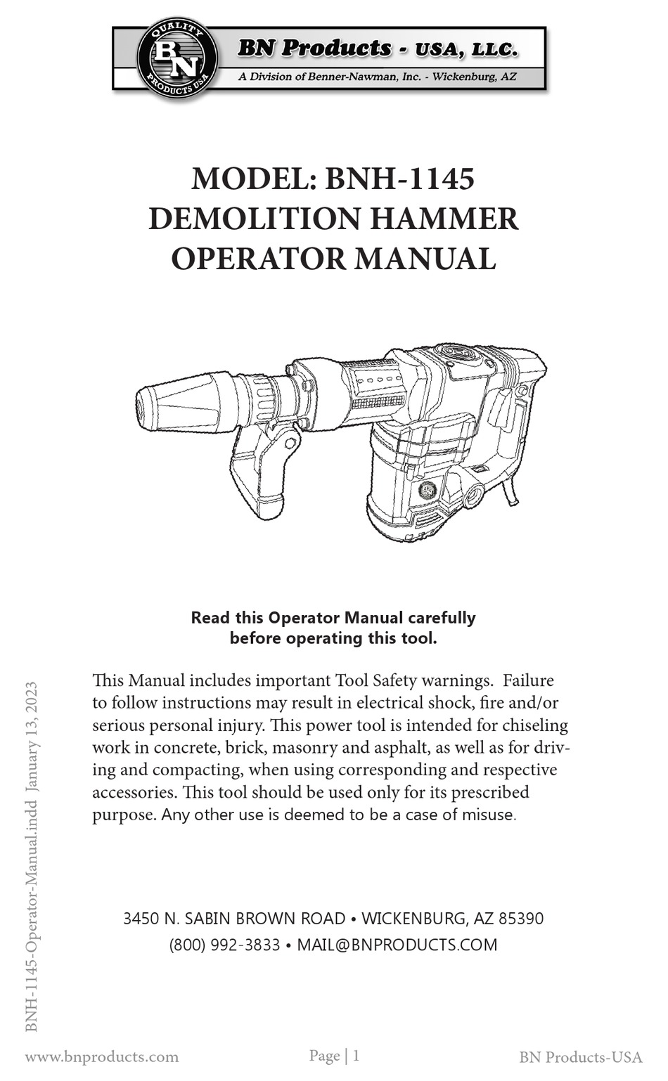 BN PRODUCTS BNH-1145 OPERATOR'S MANUAL Pdf Download | ManualsLib