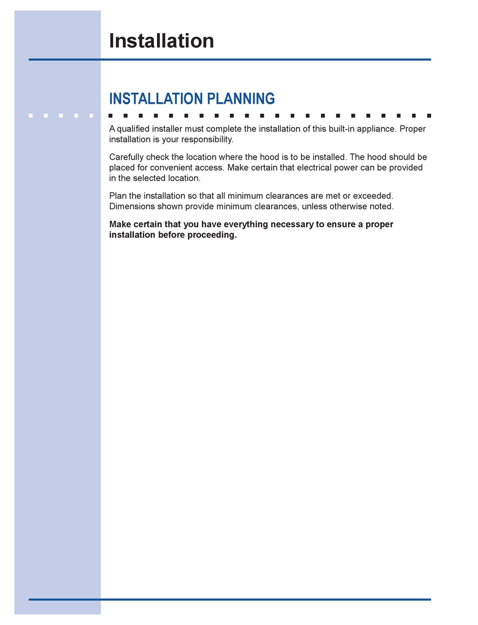 ELECTROLUX ICON E40PV100FS INSTALLATION MANUAL Pdf Download ManualsLib