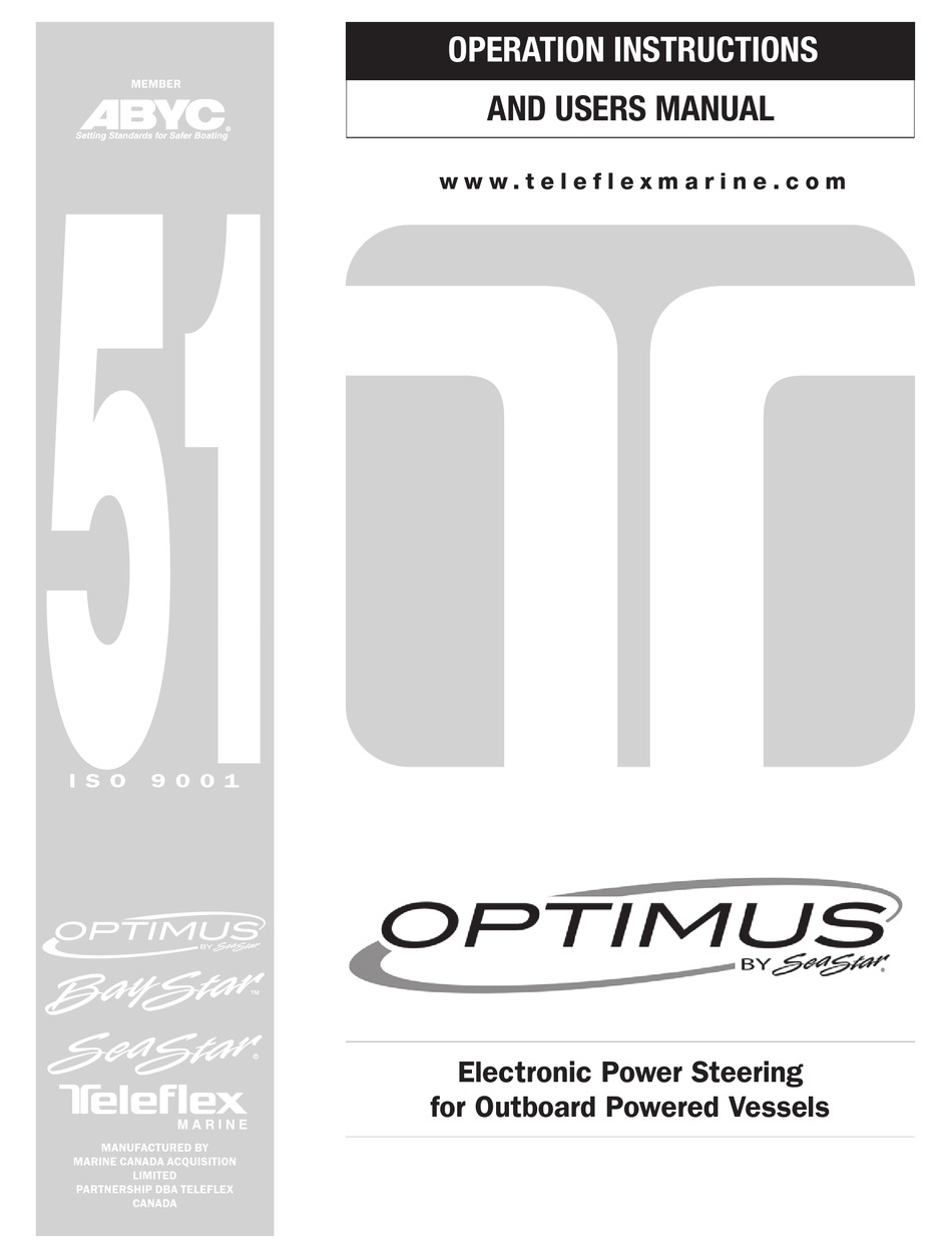 TELEFLEX MARINE SEASTAR OPTIMUS STEERING SYSTEM USER MANUAL Pdf