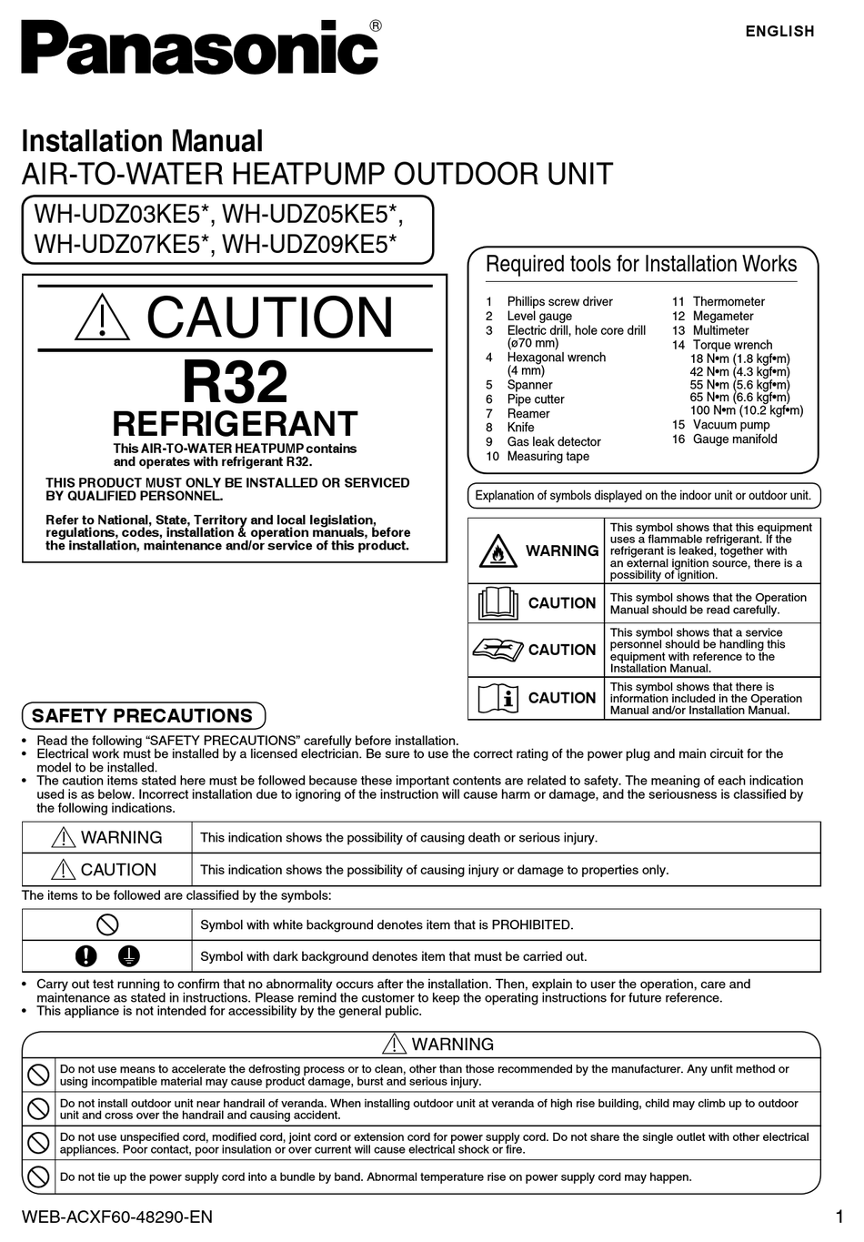 PANASONIC WH-UDZ03KE5 INSTALLATION MANUAL Pdf Download | ManualsLib