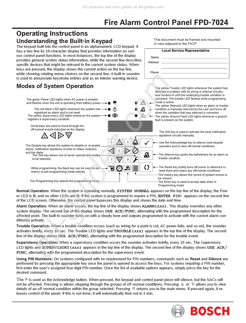 BOSCH FPD7024 OPERATING INSTRUCTIONS Pdf Download ManualsLib
